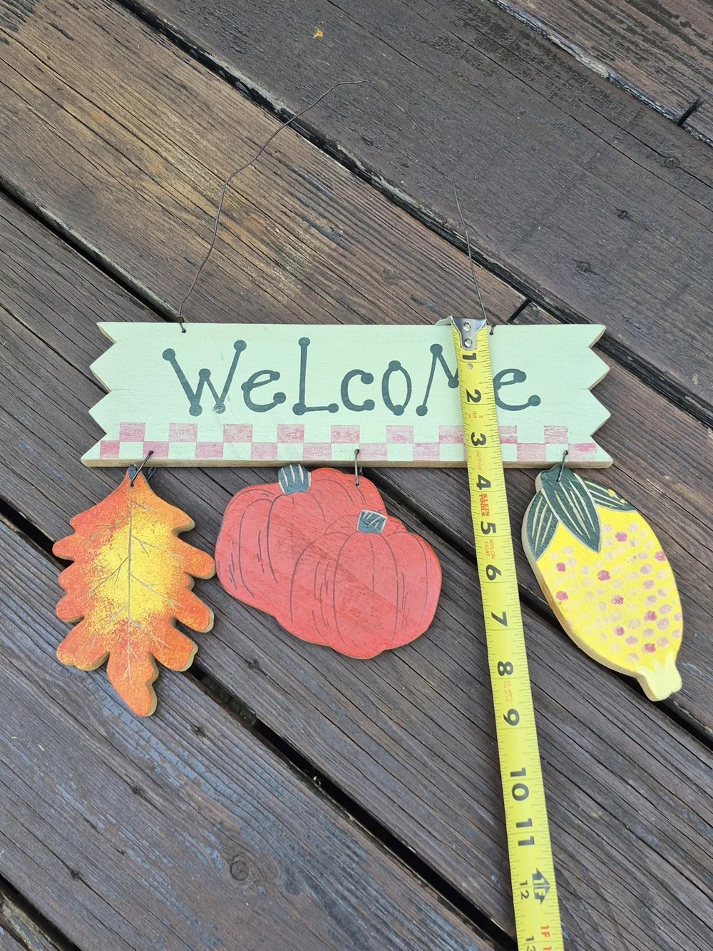Fall Welcome Hanging Wall Sign with Orange, Red and Yellow Accents